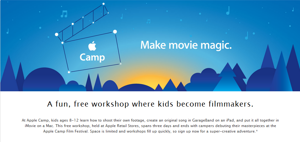 Apple: Free 3-day Summer Camp for kids, ages 8-12