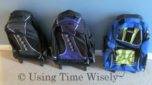 Backpacks all in a row