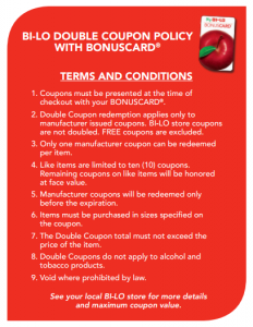 2012 Bi-Lo Coupon Policy