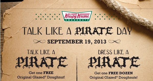 Krispy Kreme Doughnuts: Talk Like a Pirate Day – September 19, 2013