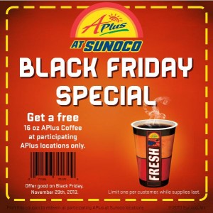 APlus Sunoco: FREE Coffee with Coupon – Black Friday ONLY