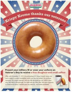 Krispy Kreme Doughnuts: Happy Veteran’s Day – November 11, 2013