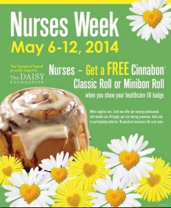 Cinnabon: Nurses Week – May 6-12, 2014